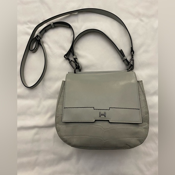 H by Halston Gray Leather Purse - Picture 1 of 7
